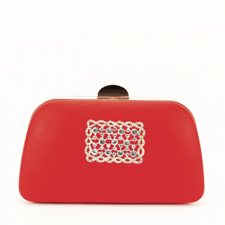 Femei - Clutch decorat cu brosa B-LK5672 06 Rosu