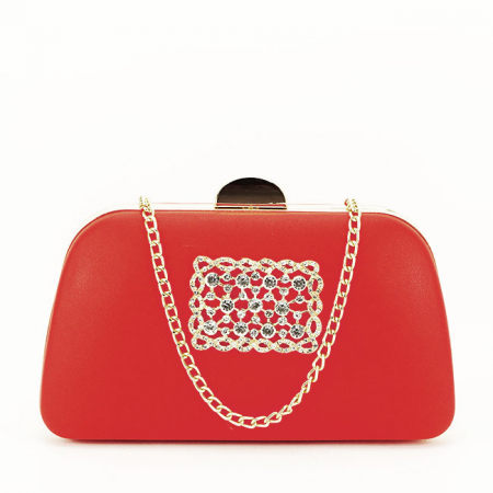 Clutch decorat cu brosa B-LK5672 06 Rosu [2]