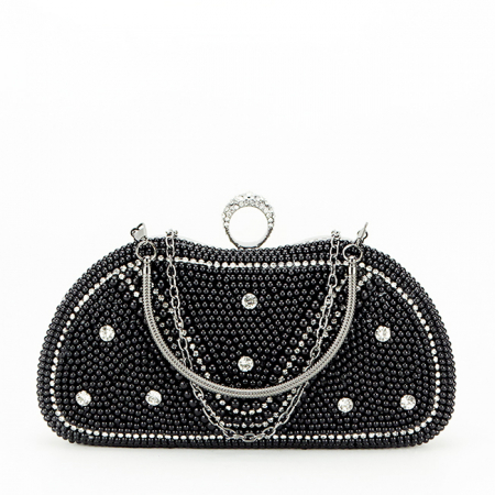 Clutch elegant cu perle B-BME-22732 05 Negru [2]