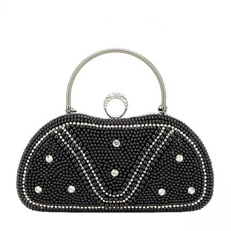 Clutch elegant cu perle B-BME-22732 05 Negru [1]