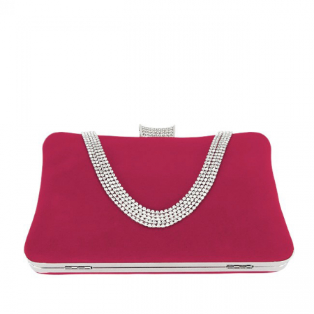 Geanta clutch rosu din catifea B-1007 01 [5]