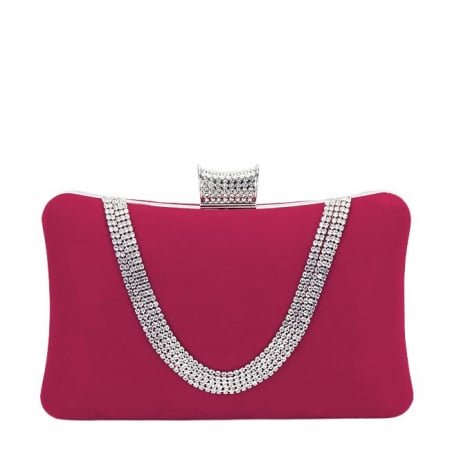 Femei - Geanta clutch rosu din catifea B-1007 01