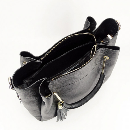 Geanta din piele naturala B-8993 122 Negru [6]