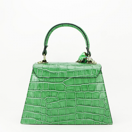 Geanta din piele naturala cu esarfa B-8953 121 Verde [4]