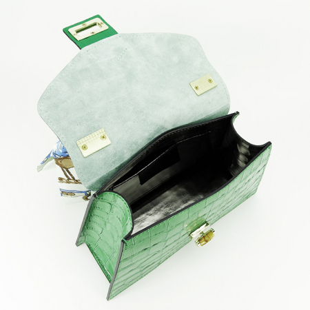 Geanta din piele naturala cu esarfa B-8953 121 Verde [7]