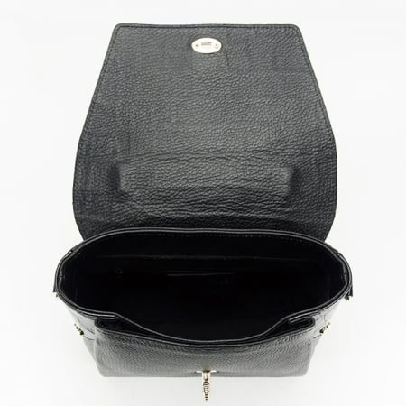Geanta din piele naturala neagra cu brosa 1505 122 [6]