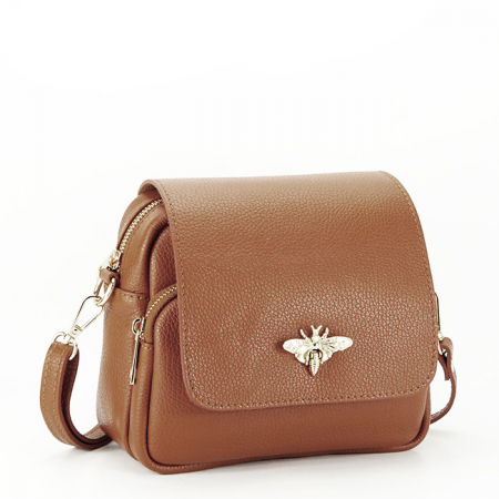 Posete - Geanta din piele naturala talie mica B-1502 122 Camel