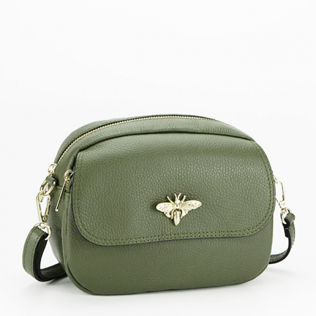 Posete - Geanta crossbody din piele naturala B-1530 120 Kaki