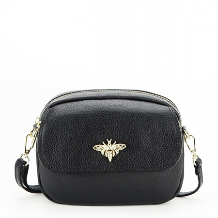 Geanta crossbody din piele naturala B-1530 120 Negru [1]