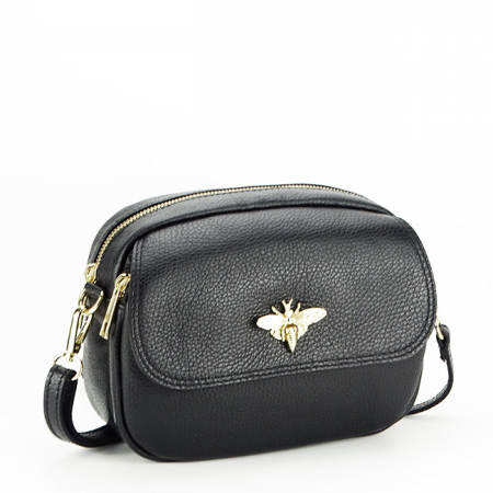 Posete - Geanta crossbody din piele naturala B-1530 120 Negru