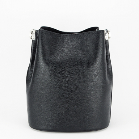 Geanta dama din piele naturala, B-8951 122, 28x24x17 cm, Negru [4]