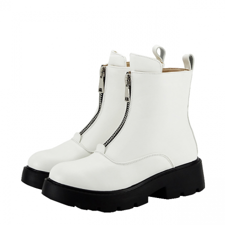 Ghete - Ghete albe cu fermoar in fata K89 111