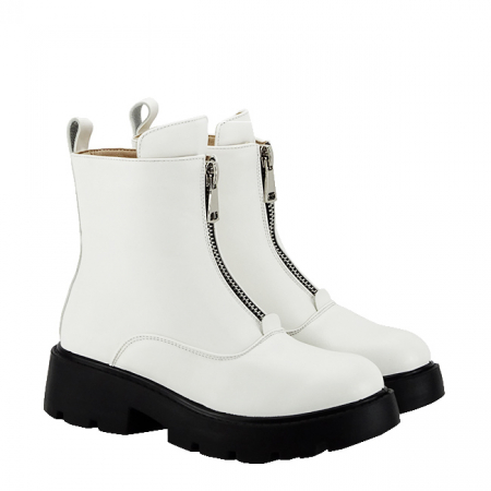 Ghete albe cu fermoar in fata K89 111 [2]