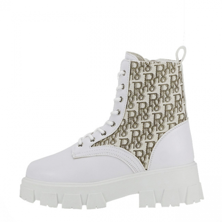 Cizme si botine - Ghete albe cu siret 8018 113