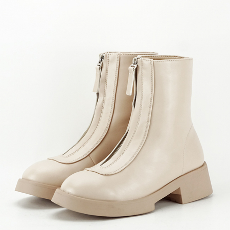 Ghete - Ghete bej cu fermoar in fata 7781A 114