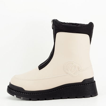 Cizme si botine - Ghete bej imblanite 21-Q75 111
