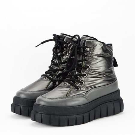 Cizme si botine - Ghete de zapada impermeabile argintiu inchis DKB8366 113