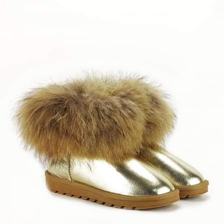Ghete din piele naturala aurii B-W5820-1 19 [5]