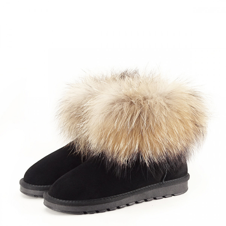 Ghete - Ghete din piele naturala negre cu blanita Carina 19