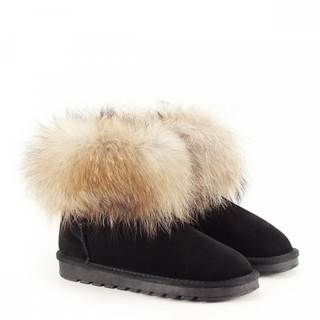 Ghete din piele naturala negre cu blanita Carina 19 [2]