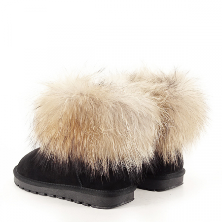 Ghete din piele naturala negre cu blanita Carina 19 [7]