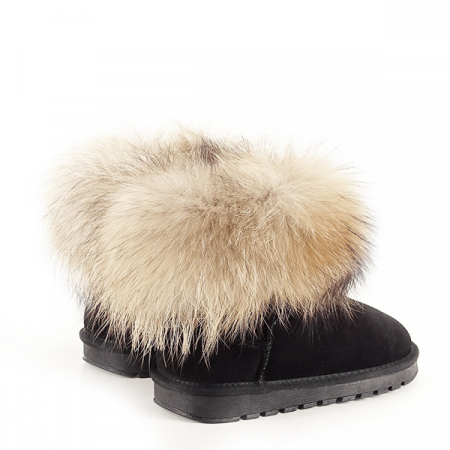 Ghete din piele naturala negre cu blanita Carina 19 [4]