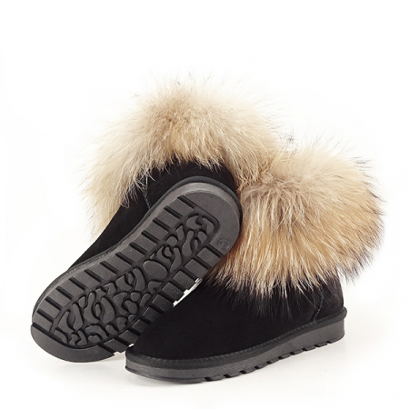 Ghete din piele naturala negre cu blanita Carina 19 [3]