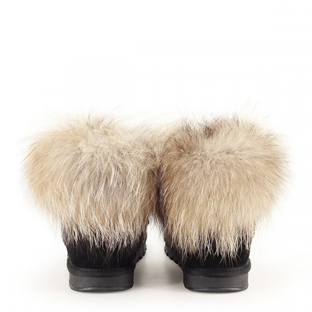 Ghete din piele naturala negre cu blanita Carina 19 [6]