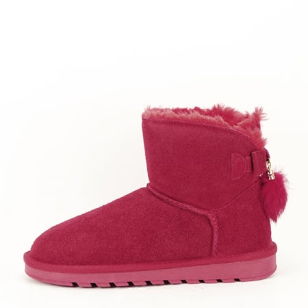 Cizme si botine - Ghete din piele naturala rosii B-W8007 19