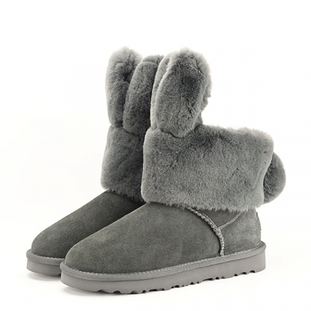 Ghete gri din piele naturala Abby 111 [2]