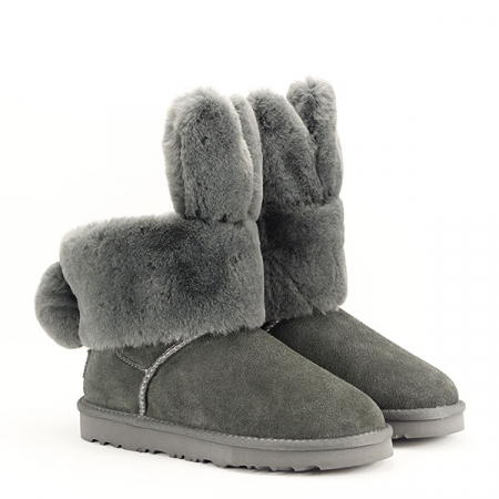 Ghete gri din piele naturala Abby 111 [3]