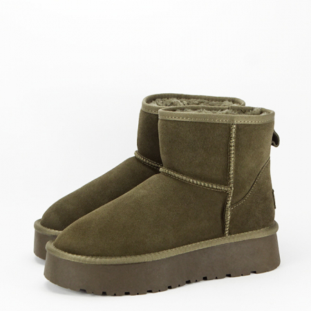 Femei - Ghete din piele naturala kaki B-JB1925 117