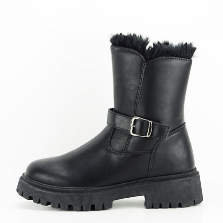 Cizme si botine - Ghete negre imblanite B-B026-86 112