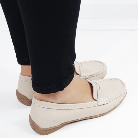 Mocasini bej din piele naturala B-5128 M4 [4]