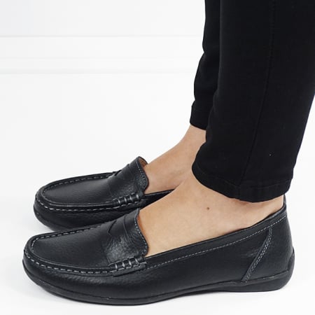 Mocasini negri din piele naturala B-5128 M4 [1]
