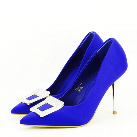 Femei - Pantofi albastri cu brosa 1700 02