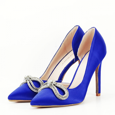 Femei - Pantofi albastri cu brosa 6841 04