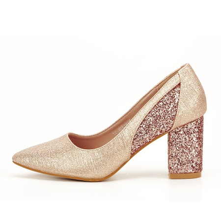 Femei - PANTOFI CHAMPAGNE CU TOC GROS LIANA 04
