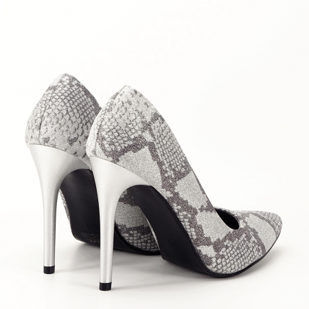 Pantofi dama cu print reptila  B-198-2 02 Argintii [4]