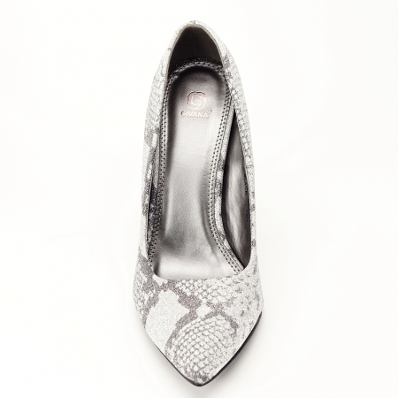 Pantofi dama cu print reptila  B-198-2 02 Argintii [3]