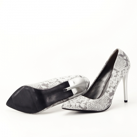 Pantofi dama cu print reptila  B-198-2 02 Argintii [6]