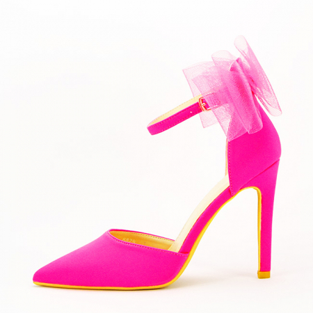 Femei - Pantofi fuchsia cu funda 6829 03