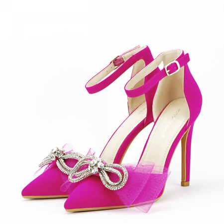 Femei - Pantofi fuchsia cu funda 6831 01