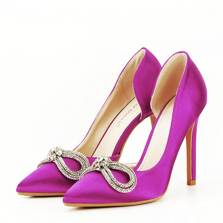 Femei - Pantofi magenta cu brosa 6841 04