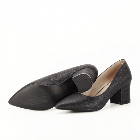 Pantofi negri cu toc gros N19-317 04 [7]