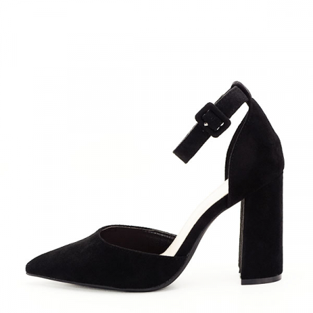 Femei - Pantofi negri cu toc gros BLQ6212 03
