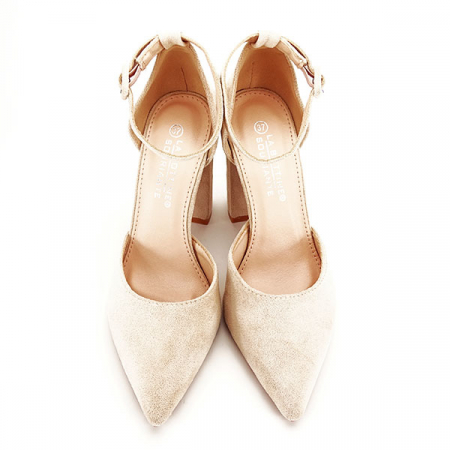 Pantofi nude cu toc gros BLQ6212 03 [2]