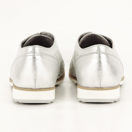 Pantofi oxford din piele naturala argintiu Magda 01 [4]