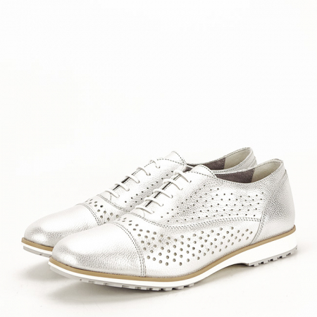 Pantofi oxford din piele naturala argintiu Magda 01 [1]