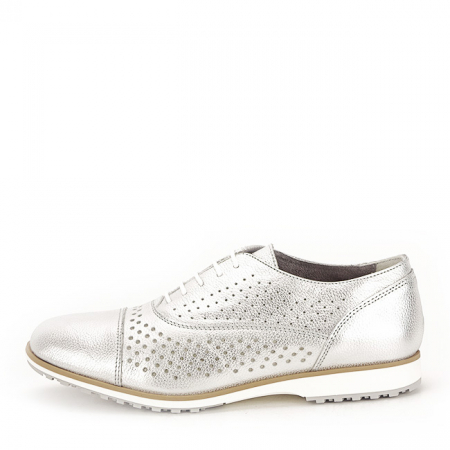 Femei - Pantofi oxford din piele naturala argintiu Magda 01